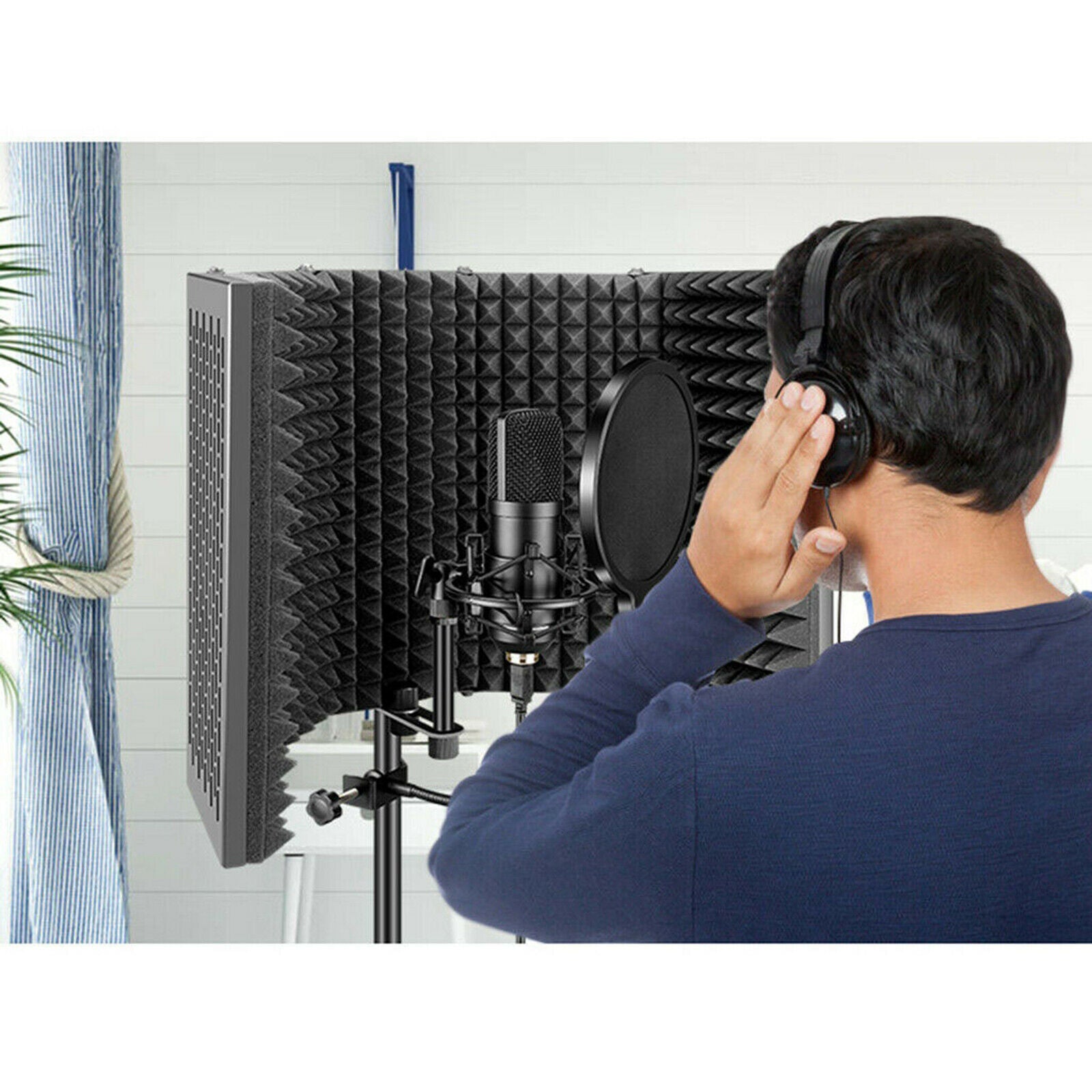 Folding Microphone Isolation Shield Booth Mic Sound Absorb Foam for Filter Vocal