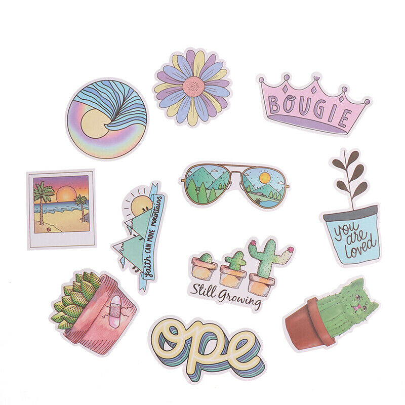 50Pcs Happy vsco Cartoon Stickers Laptop Phone Skateboard Car Suitcase Dec Kt