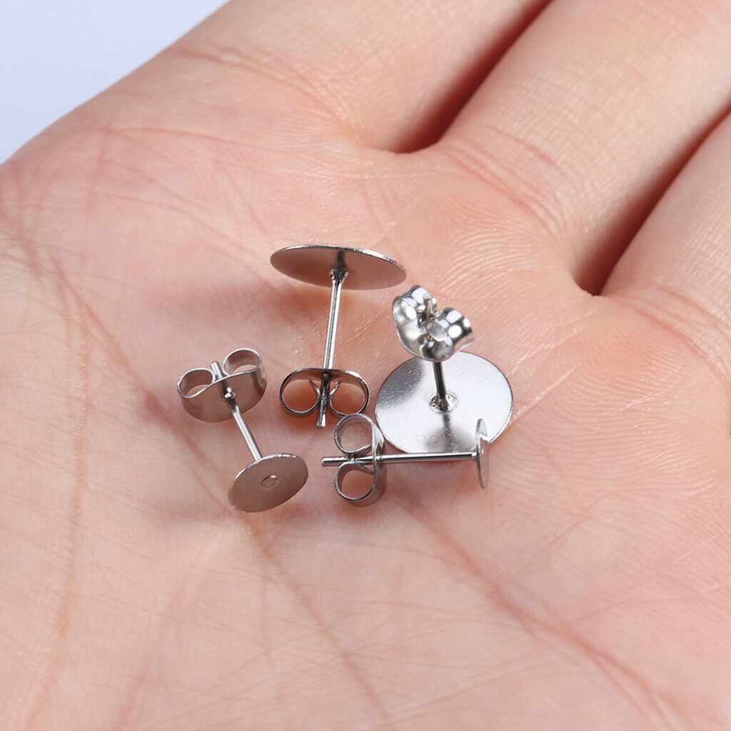 100 Pcs Stainless Steel Blank Earrings Setting for Earrings Accessories