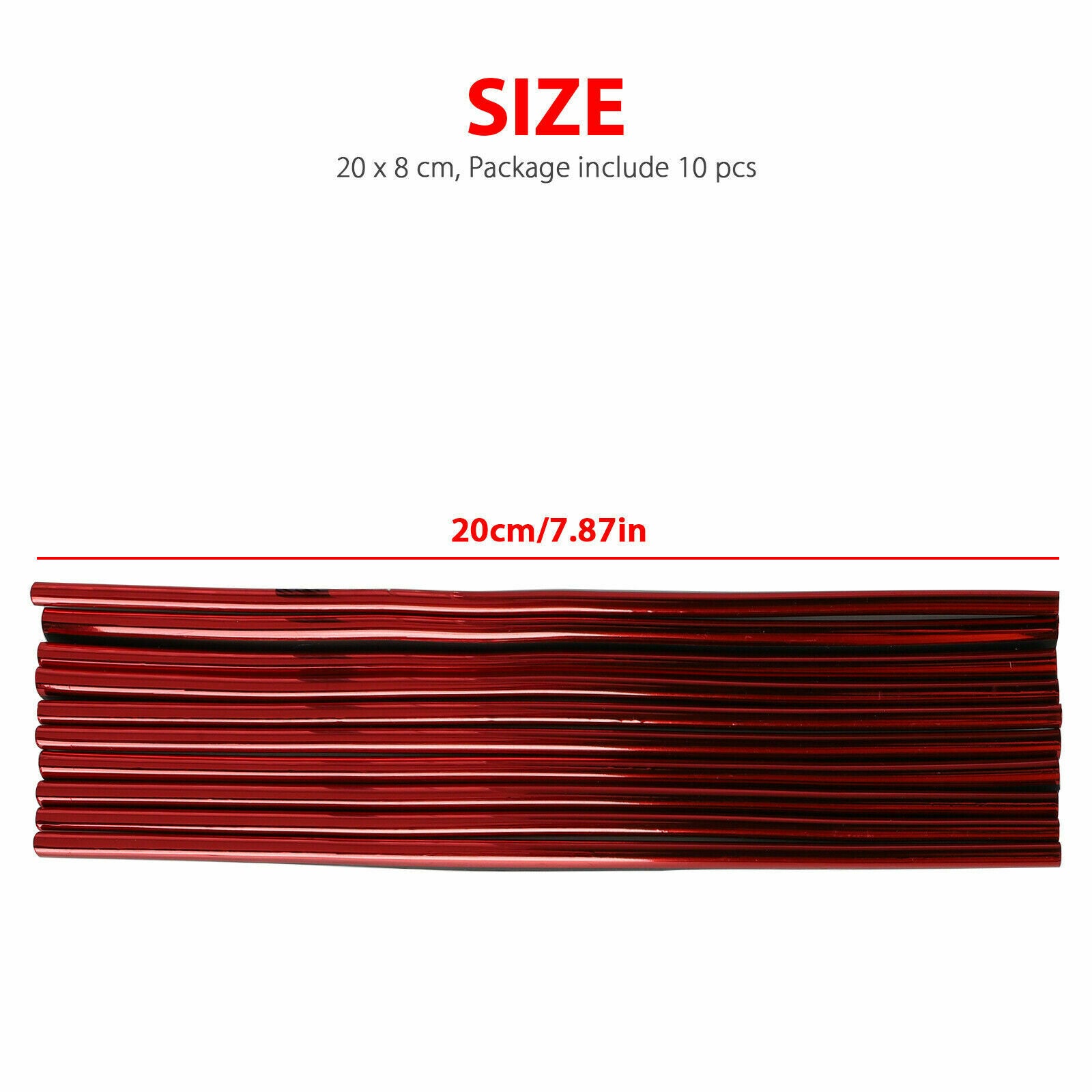 10Pcs Auto Car Accessories Red Air Conditioner Air Outlet Decoration Strip 20cm