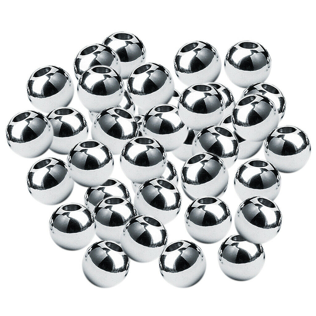 Prettyia 50PCS 8mm Stainless Steel Spacer Beads Ball Beads Jewelry Making