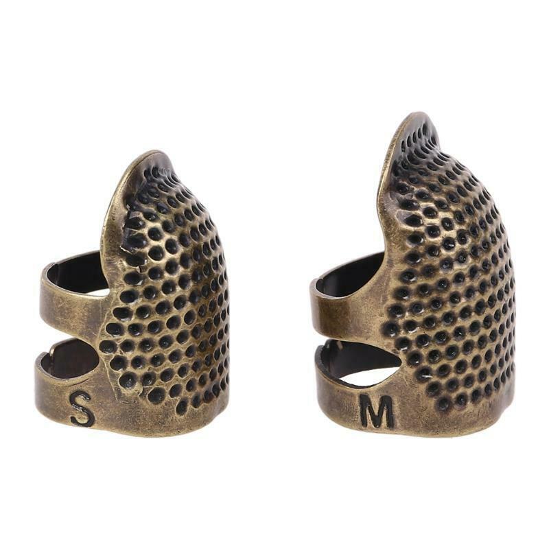 4pcs/set Sewing Thimble Adjustable Finger Protector Metal Shield Pin Needles DIY