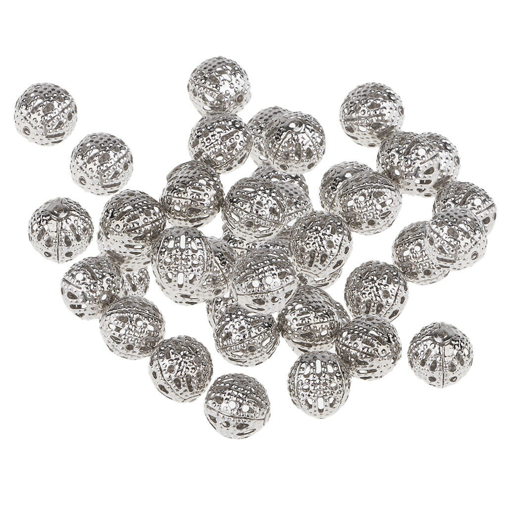 100 Pcs   mm Round Mini Loose Spacer Bead Hollow Beads for Jewelry