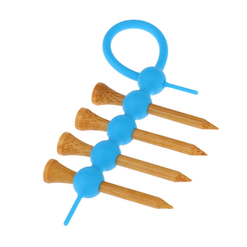 Mini Golf Tee Holder Tool Carrier Clip + 4 Pieces Wood Golf Tees Set Blue