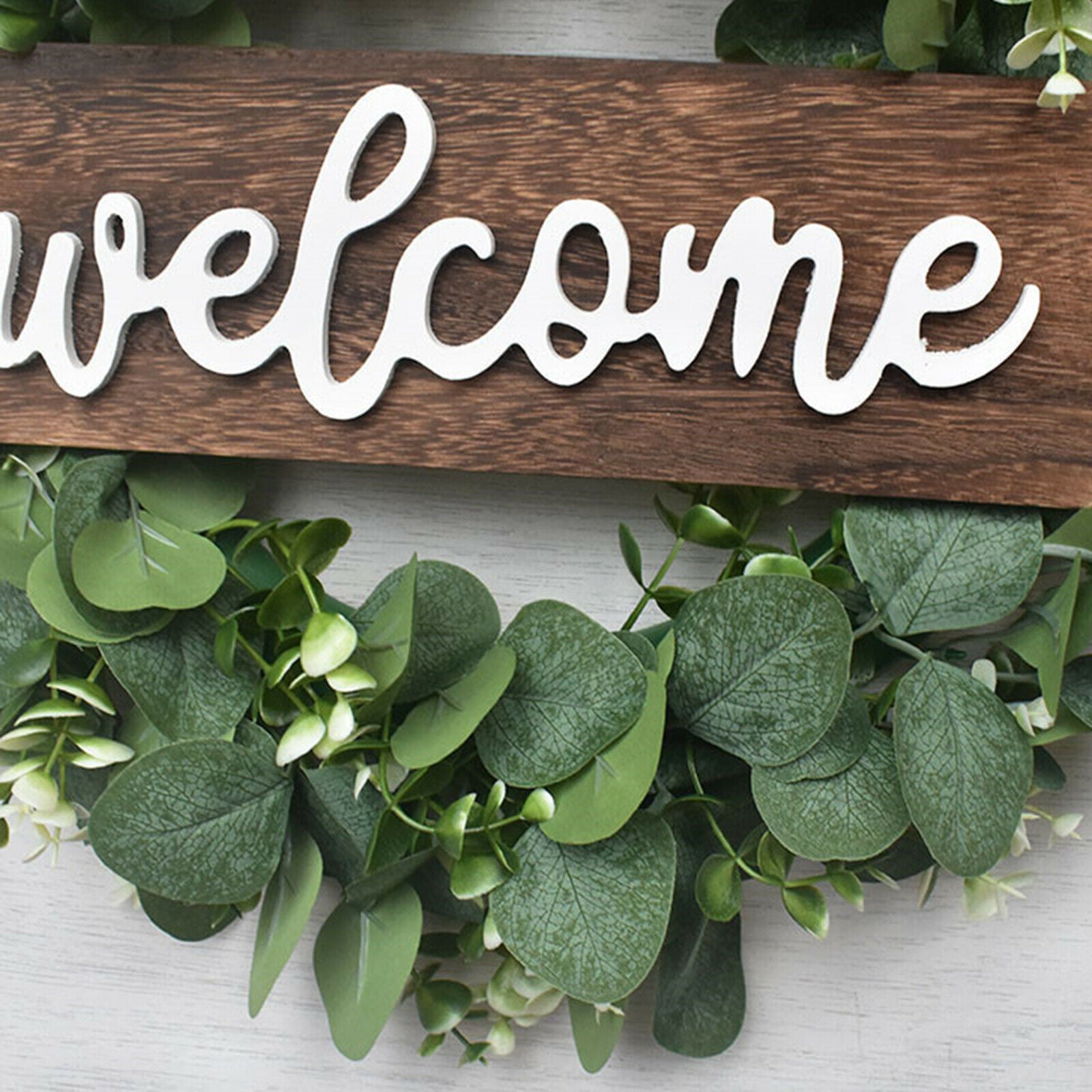 Welcone Greenery Wreath Garland for Farmhouse Home Door Wall Hanging Decor