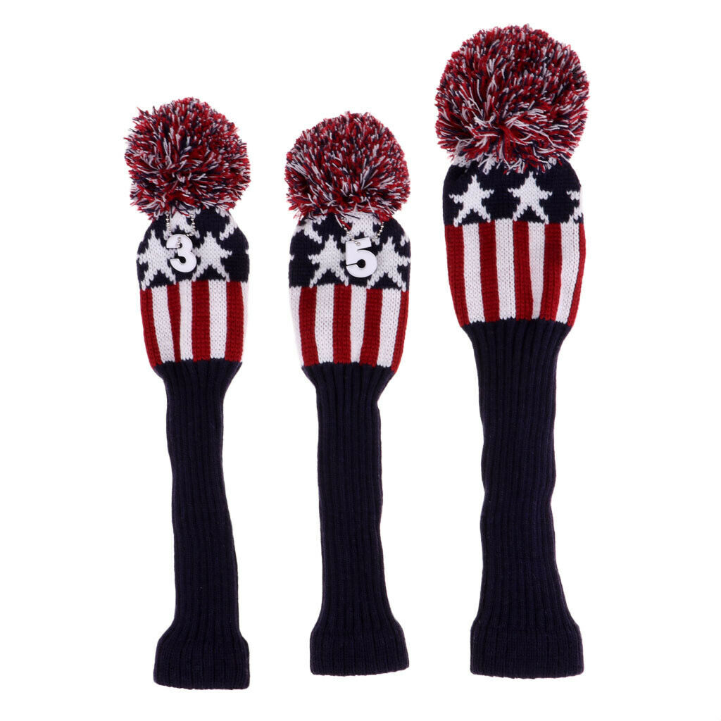 3pcs Golf Club Head Cover The Star Stripe Socks Sleeve For Golf Head Protect