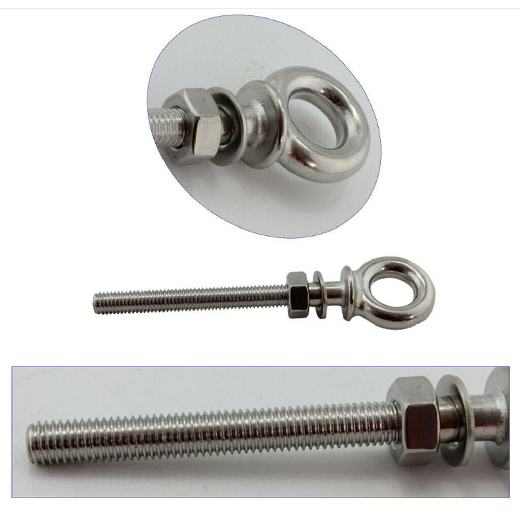 2 Pieces Stainless Steel Shank Eye  M6 & M8 With Washer And Nut