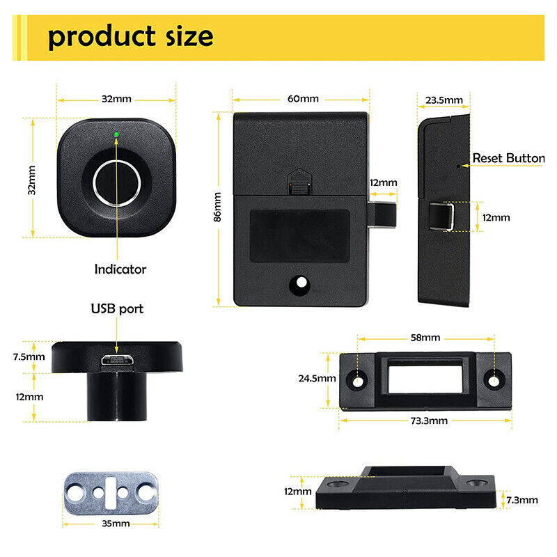 Cabinet Lock Smart Biometric Cabinet Lock, Keyless File Der Wardrobe Lock, CQ7K3