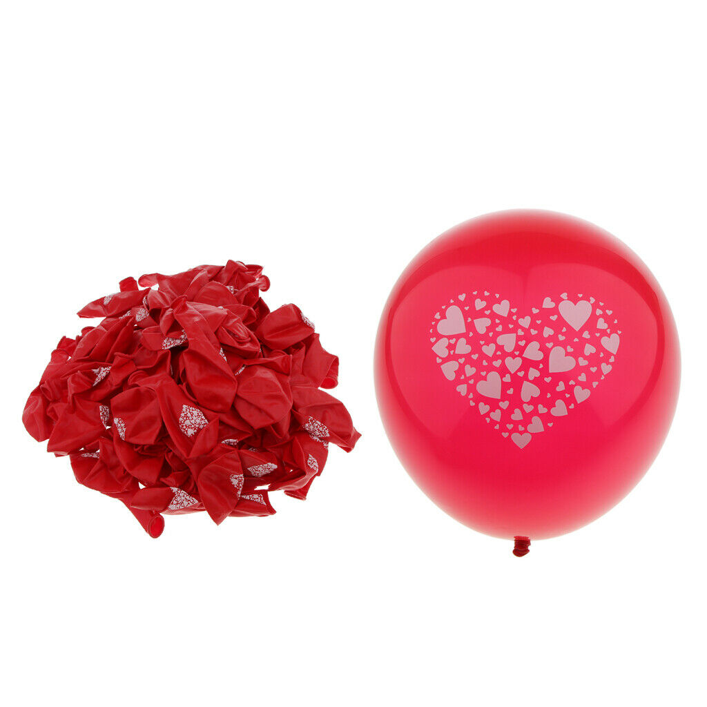 100 Pieces Hearts Printed Latex Balloon Wedding Engagement Party Decor Red
