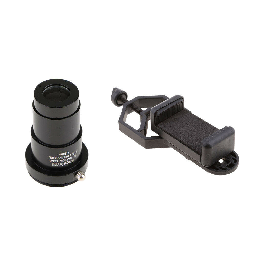 Telescope Eyepiece 5X Barlow Lens 1.25" M42x0.75mm + Mobile Phone Holder