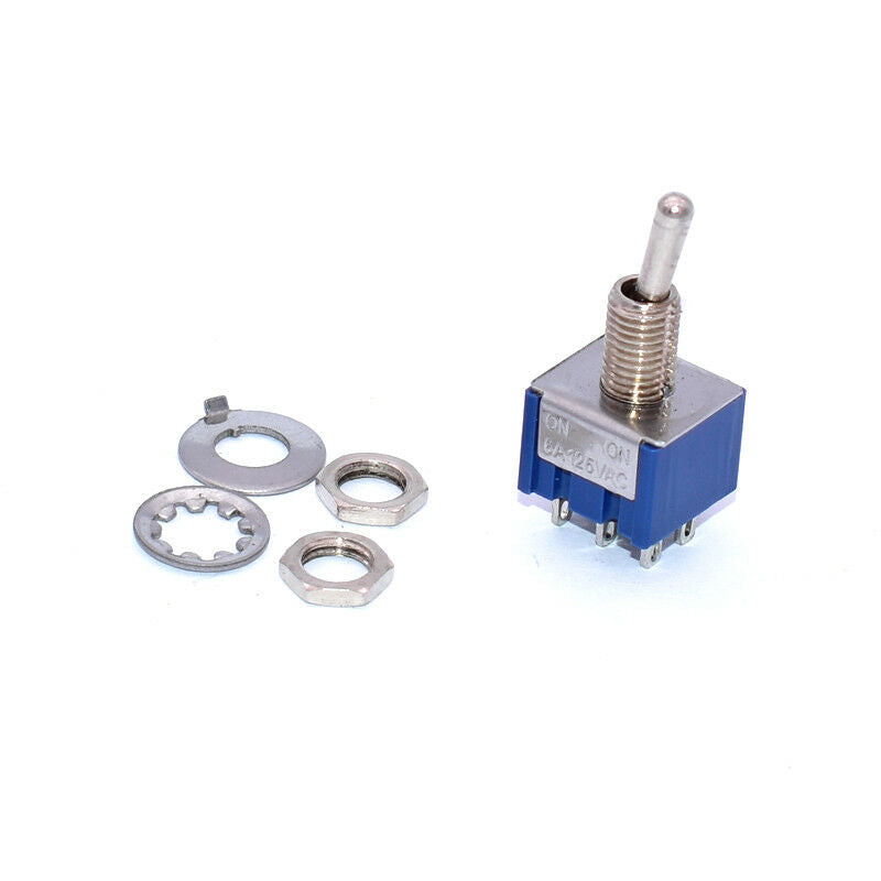 10PCS Mini Toggle Switch 2 Position 6Pins DPDT ON-ON 6mm Thread Latching 6A 125V