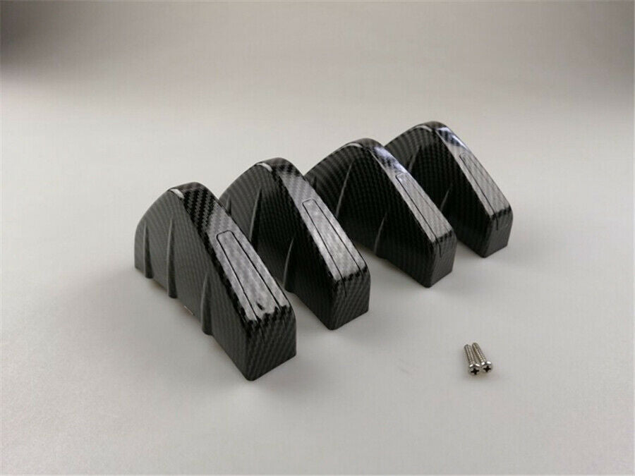 4pcs Rear Bumper Diffuser Lip Curved 4Fins Spoiler Protector Cover Carbon Fiber