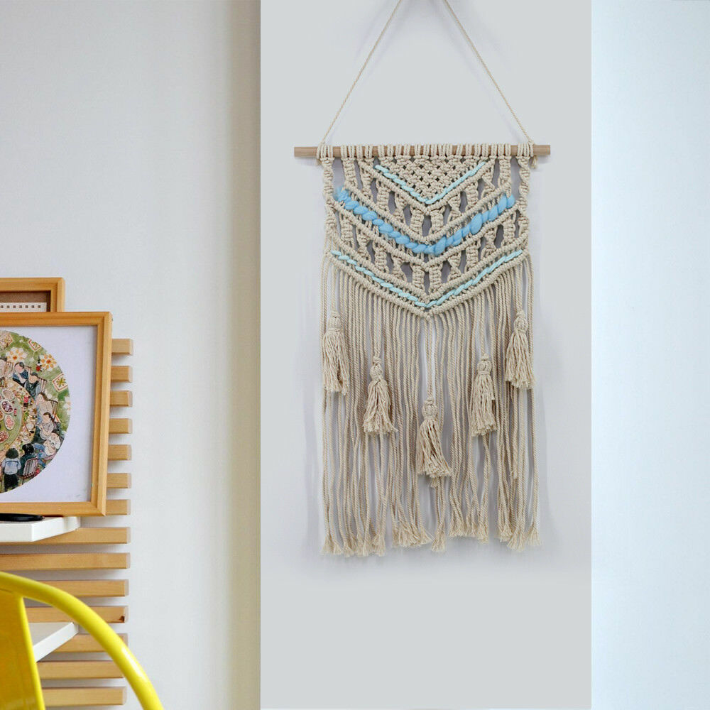 Blue Handmade Macrame Wall Hanging- Woven Wall Art- Macrame Tapestry-Boho Wall D