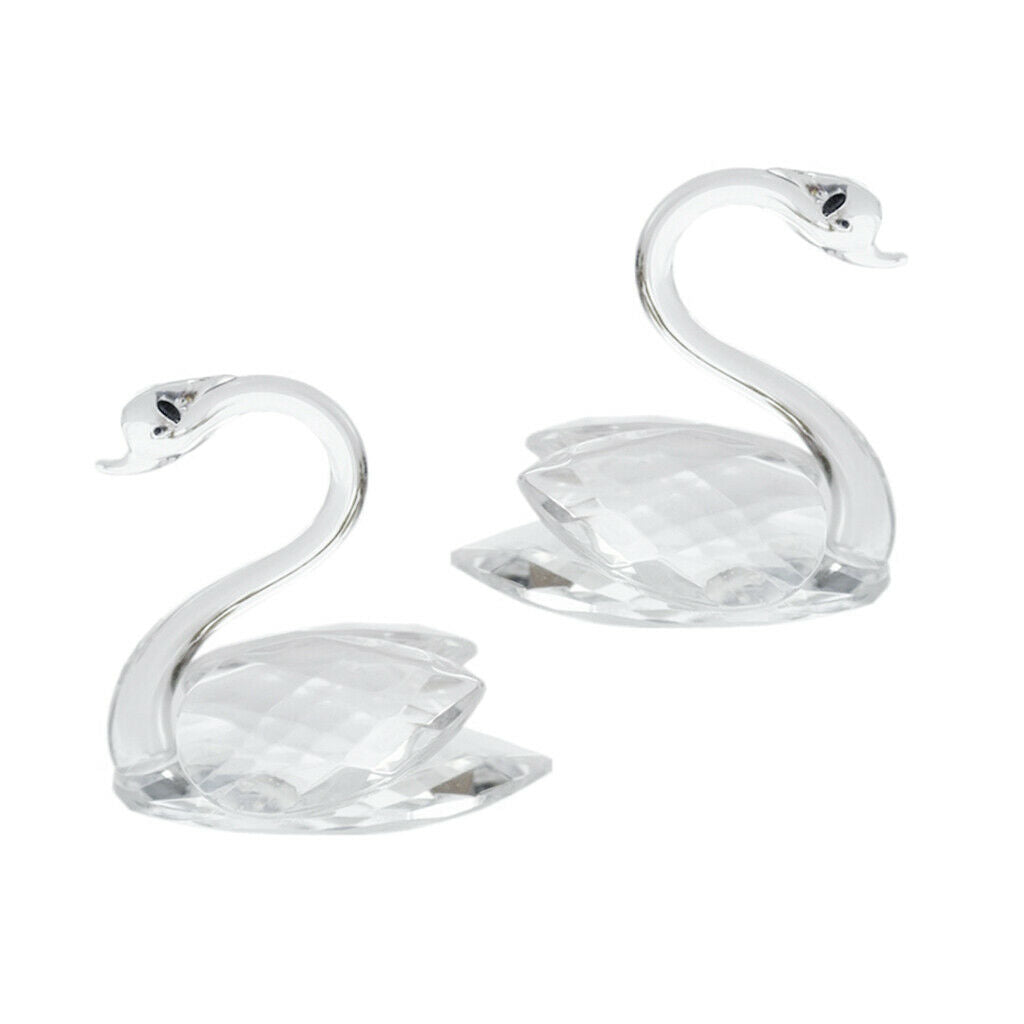 2 Pieces Romantic Clear Crystal Rhinestone Swan in Packing Box Wedding Party