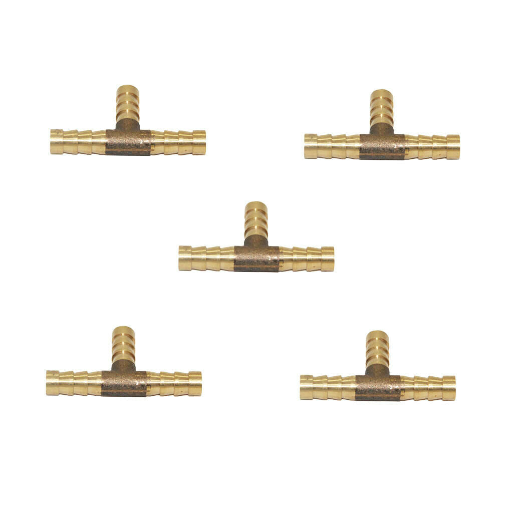 25cs Brass Tee Adapter Hose Joiner Tee Connector T for Water Fluid Fuels