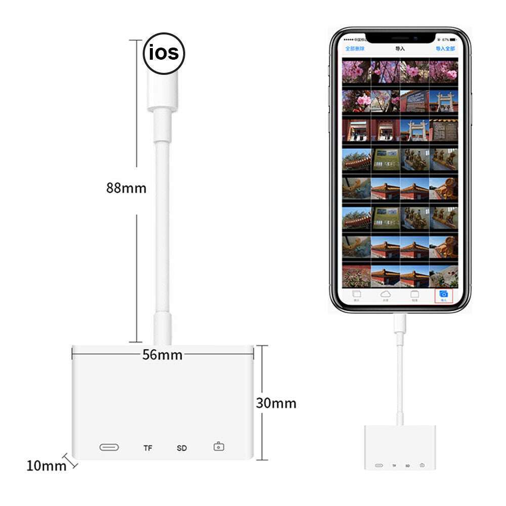 USB OTG Converter, SD/TF Card Reader, Plug and Play for iPhone12/11Pro/XsMax/XR