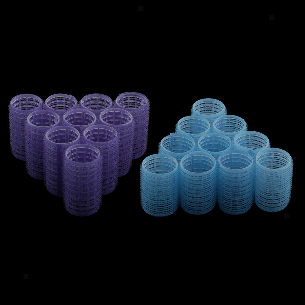 20pcs Plastic Hair Roller Curling Curls Hairdressing Curlers Purple+Blue
