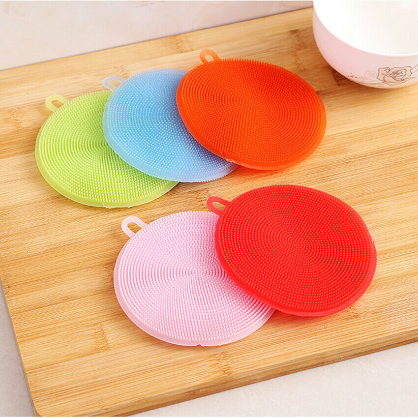 Silicone Antibacterial Washing Dish Brush Sponge Scrubber Pot Kitchen Cleaning