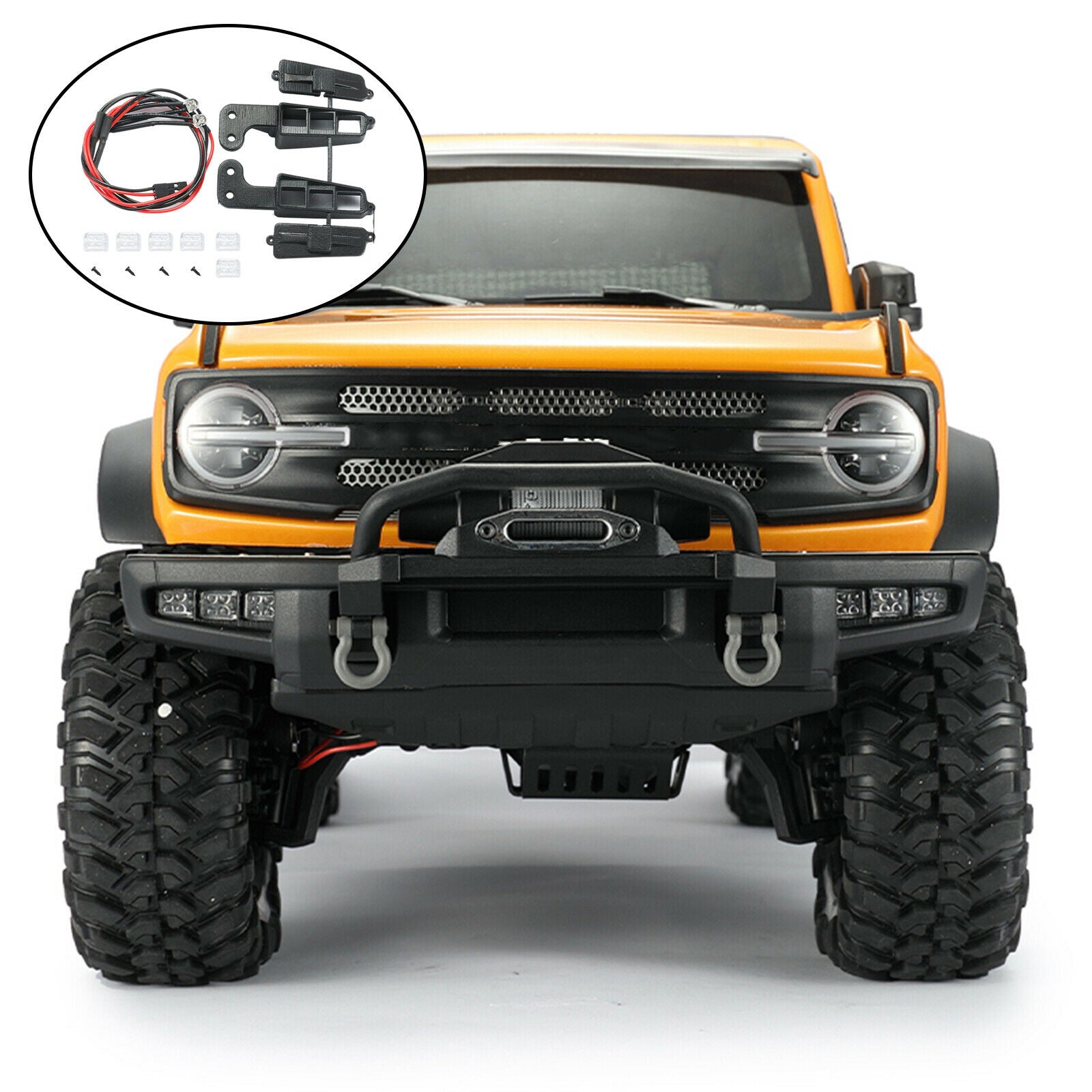 RC Front Bumper Lights Built-in Spotlights Bronco 1/10 Car Hobby Spare Parts