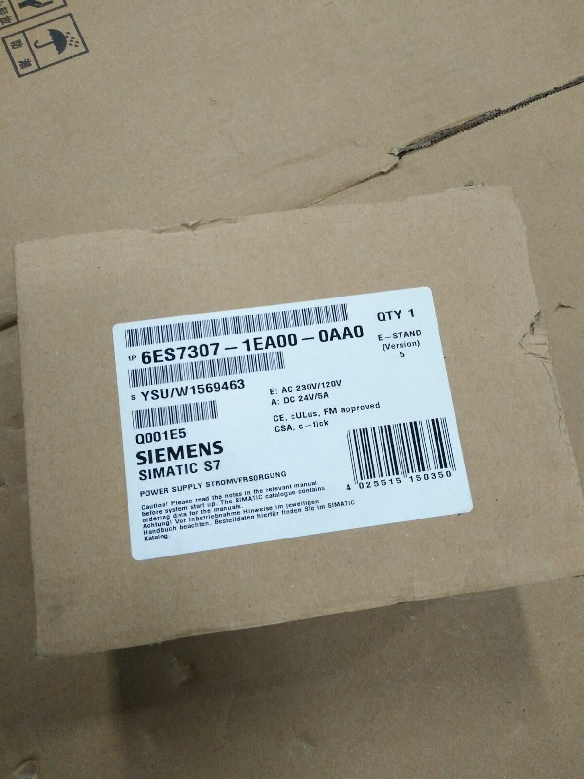 1PC New Siemens Power Supply 6ES7307-1EA00-0AA0 6ES7 307-1EA00-0AA0