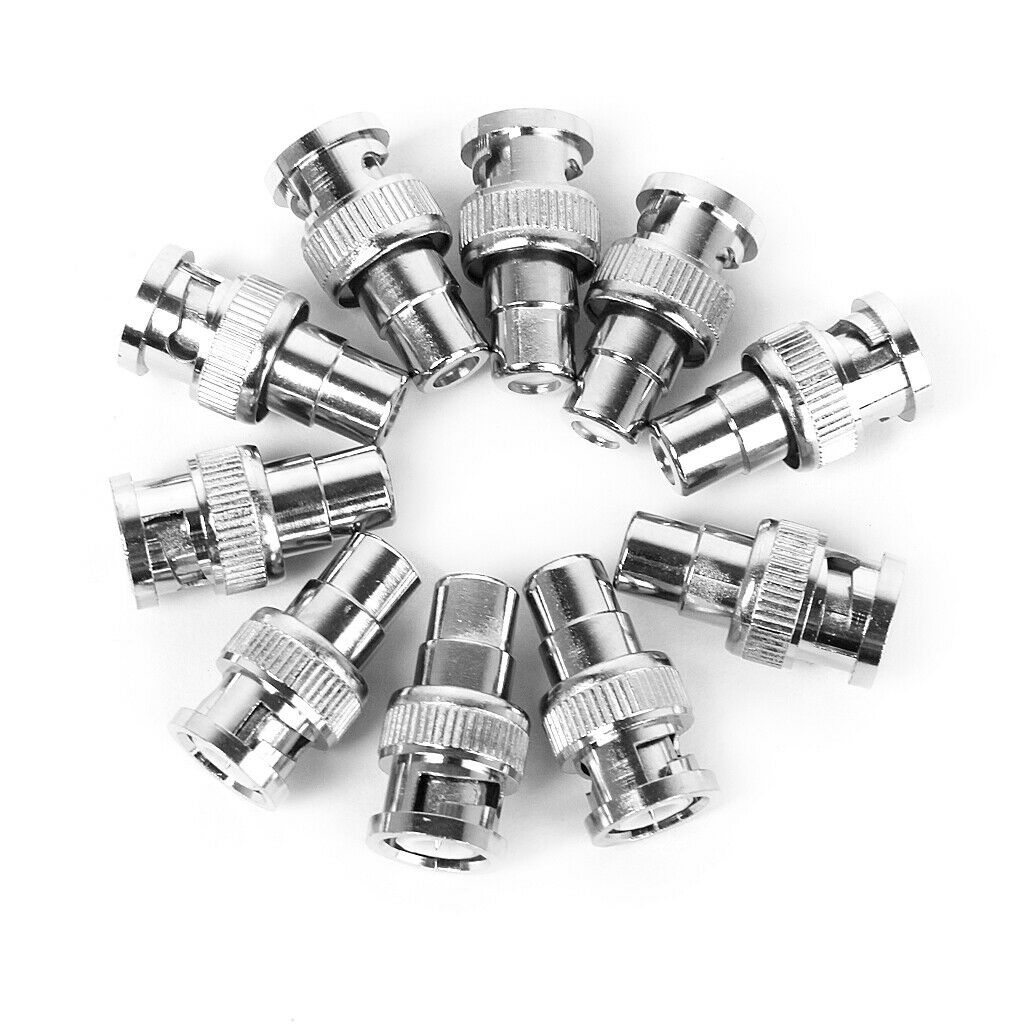 10pcs BNC Male To RCA Coax Male Converter Adapater for CCTV Camera