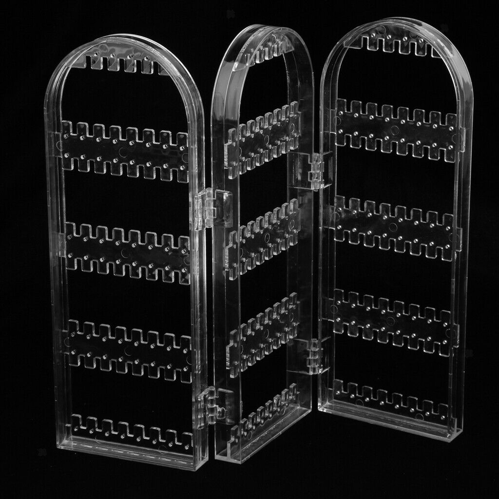 Earring Holder Folding Jewelry Rack for Ear Stud Earring Necklace 3 Transparent