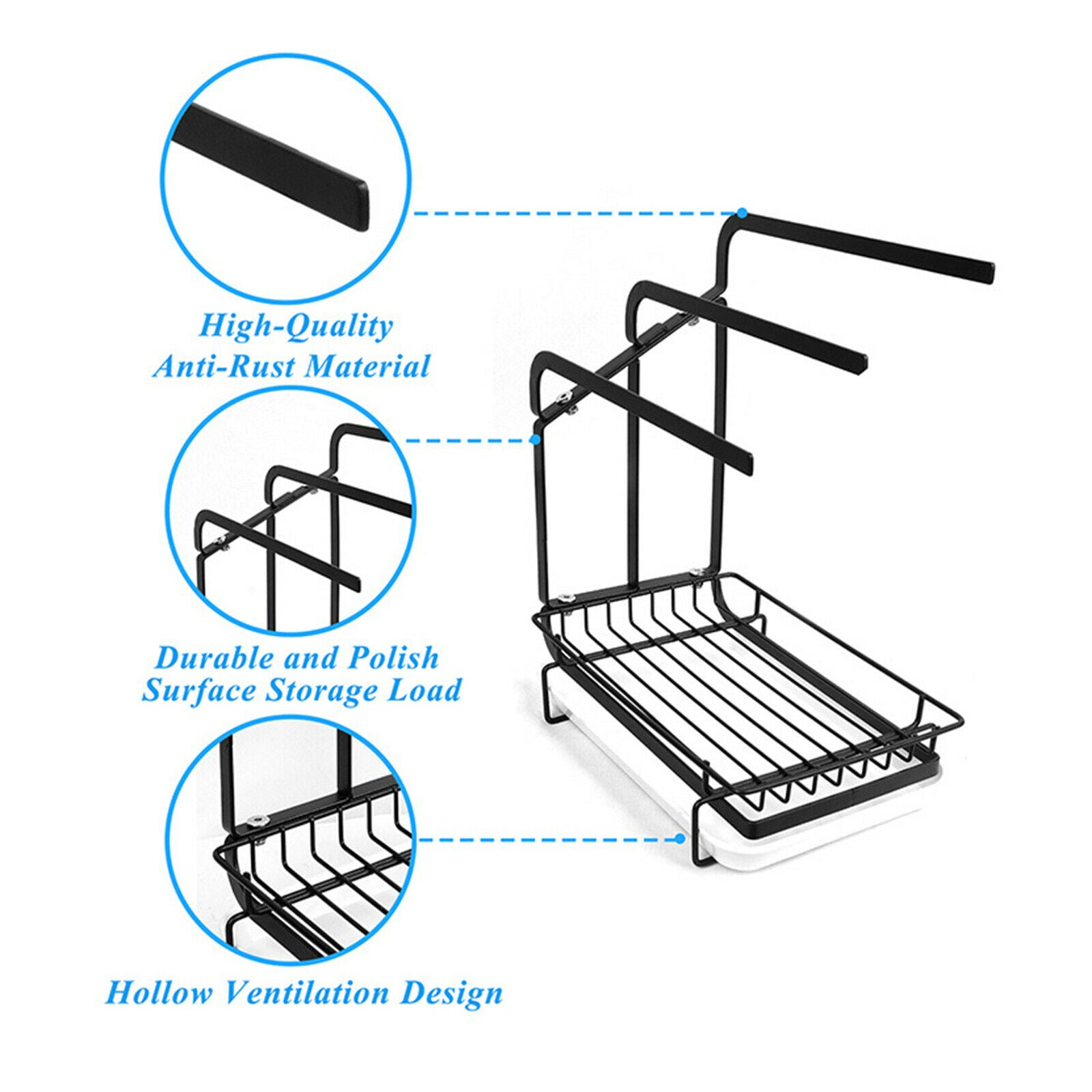 Stainless Steel Drying Rack Kitchen Storage Dishcloth Rack with Drain Pan