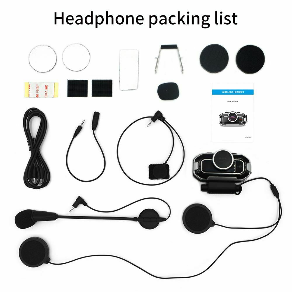 Bluetooth 5.0 Motorcycle Helmet Earphone Headphone FM Radio Mic Headset
