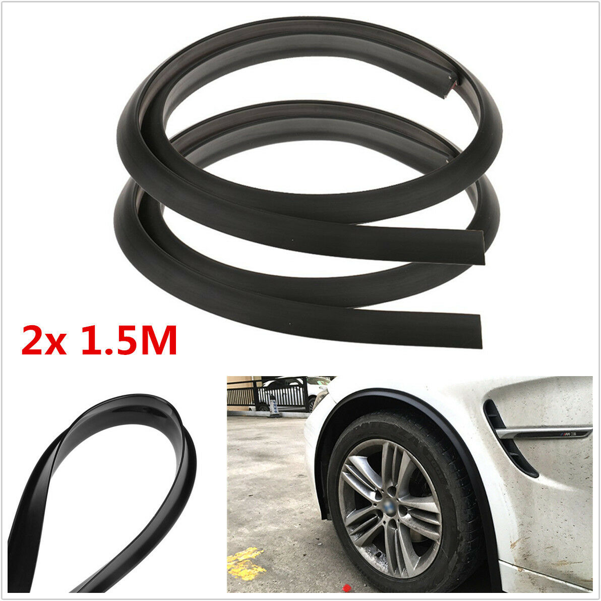2Pcs Universal Car Fender Flare Wheel Eyebrow Protector Rubber Soft Trim Strips