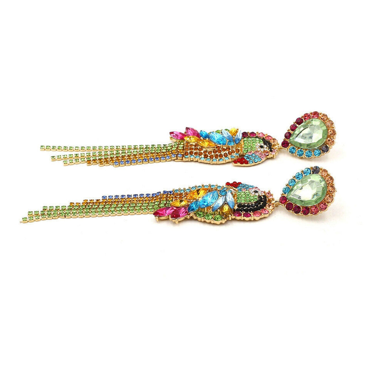 Crystal Rhinestone Tassel Parrot Dangle Earrings Women Earring Jewelry Gift
