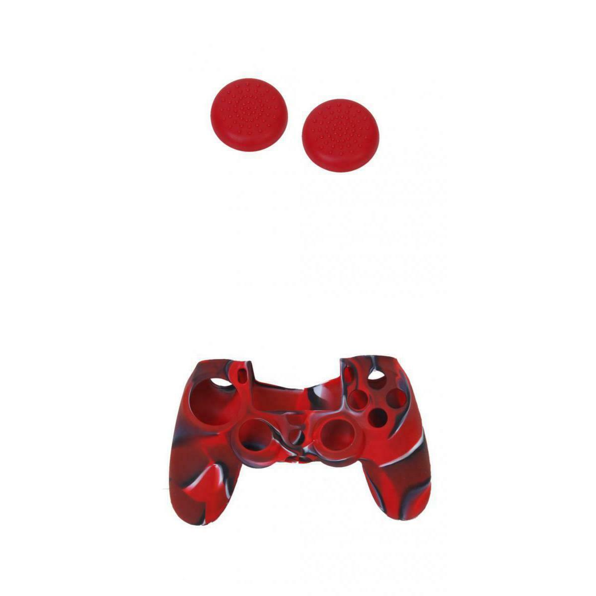 Protective Gel Rubber Skin Cover + 2 Pieces Plastic Joystick For PS4