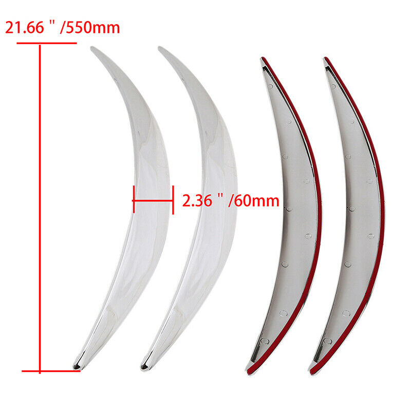 4x Chrome Car Wheel Eyebrow Arch Protector Trim Lips Fender Flares Universal Fit