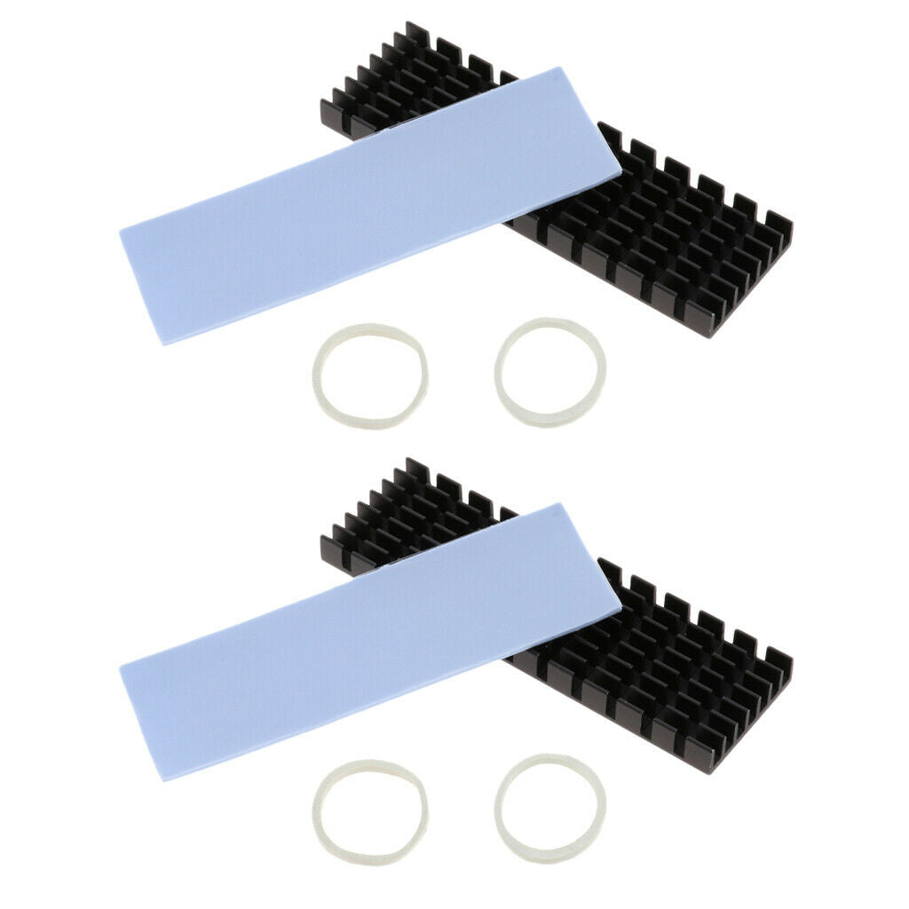 Set of 2 M.2 NVMe 2280 PCIe SSD Aluminum Heat Sink Thermal Pad Radiator