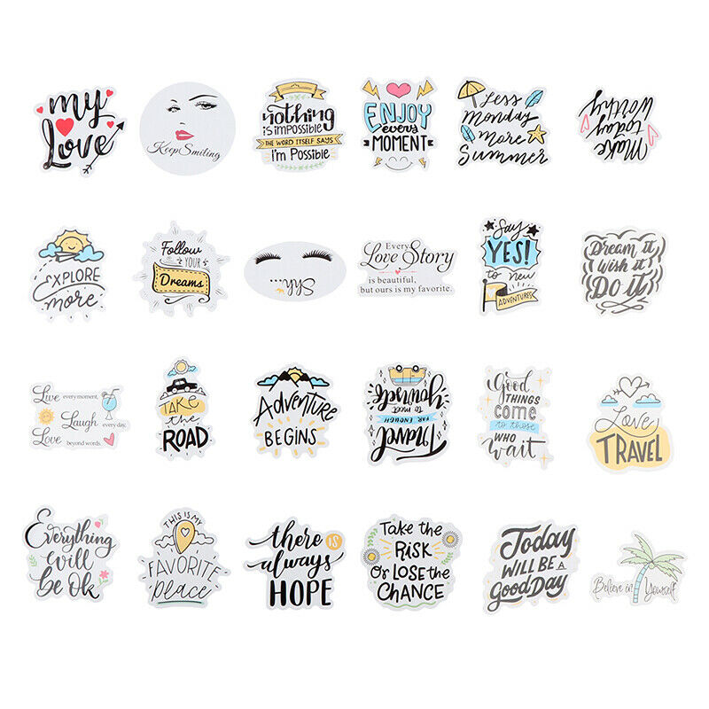 50Pcs Motivational Phrases Quotes Waterproof Stickers For Diy Laptop SkateboaBD