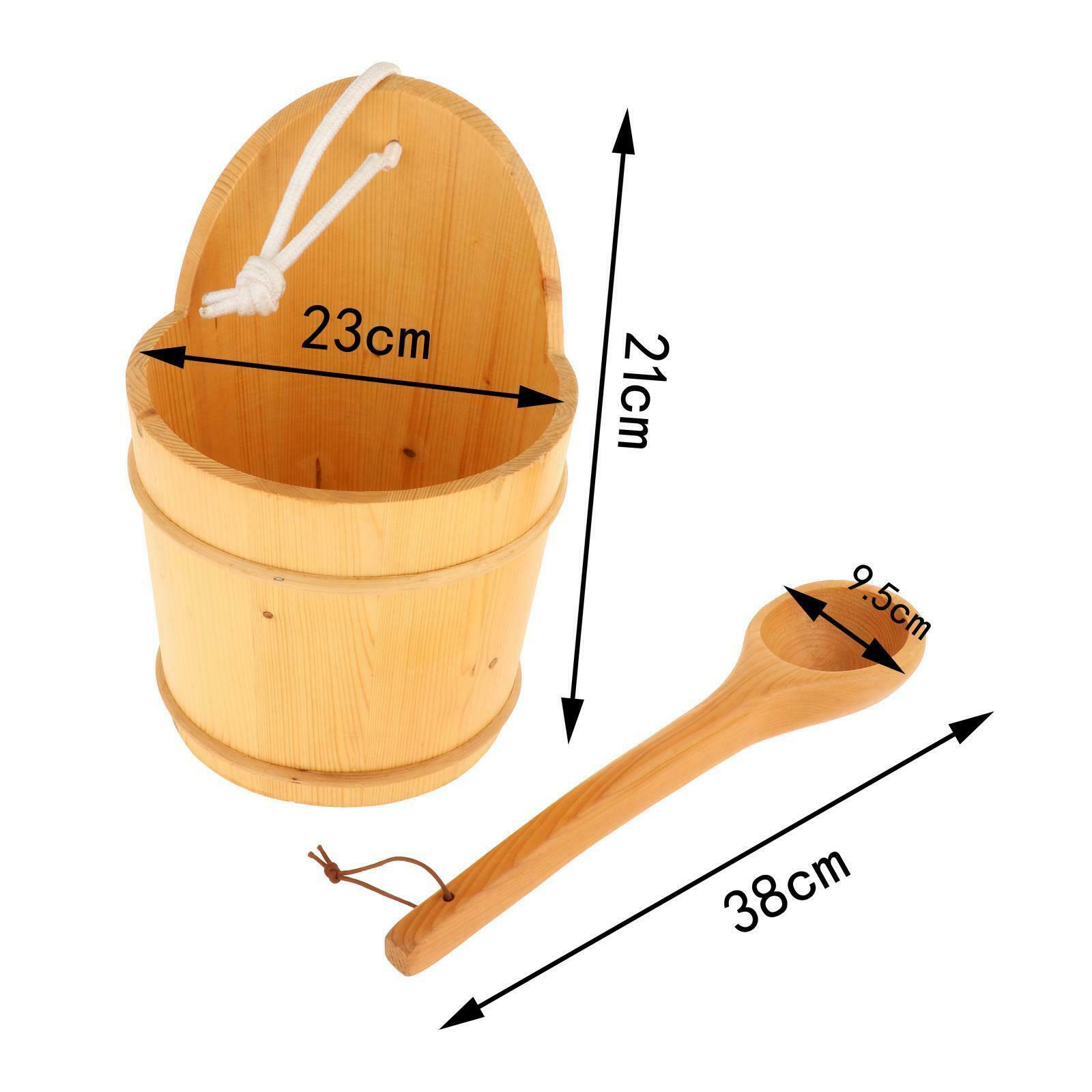 Navaris Wooden Sauna Bucket with Ladle - Essential Spa Accessory for Steam Room