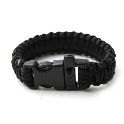 Black Outdoor Climbing Rope Bracelet 7 Core Cords With Survival Whistle New