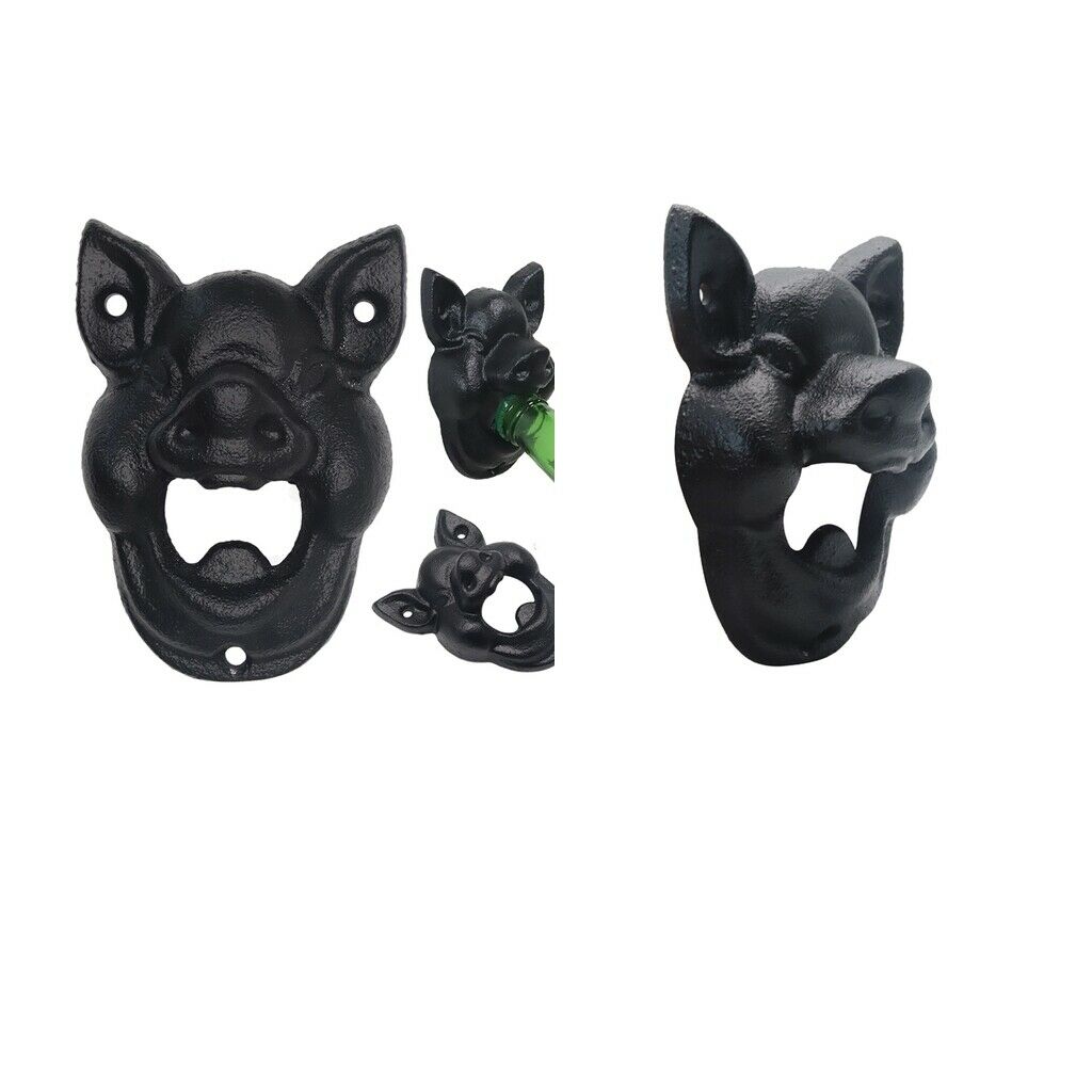 2Pc Home Cool Iron Retro Animal Pig Wall Beer Soda Soft Drink Bottle Opener