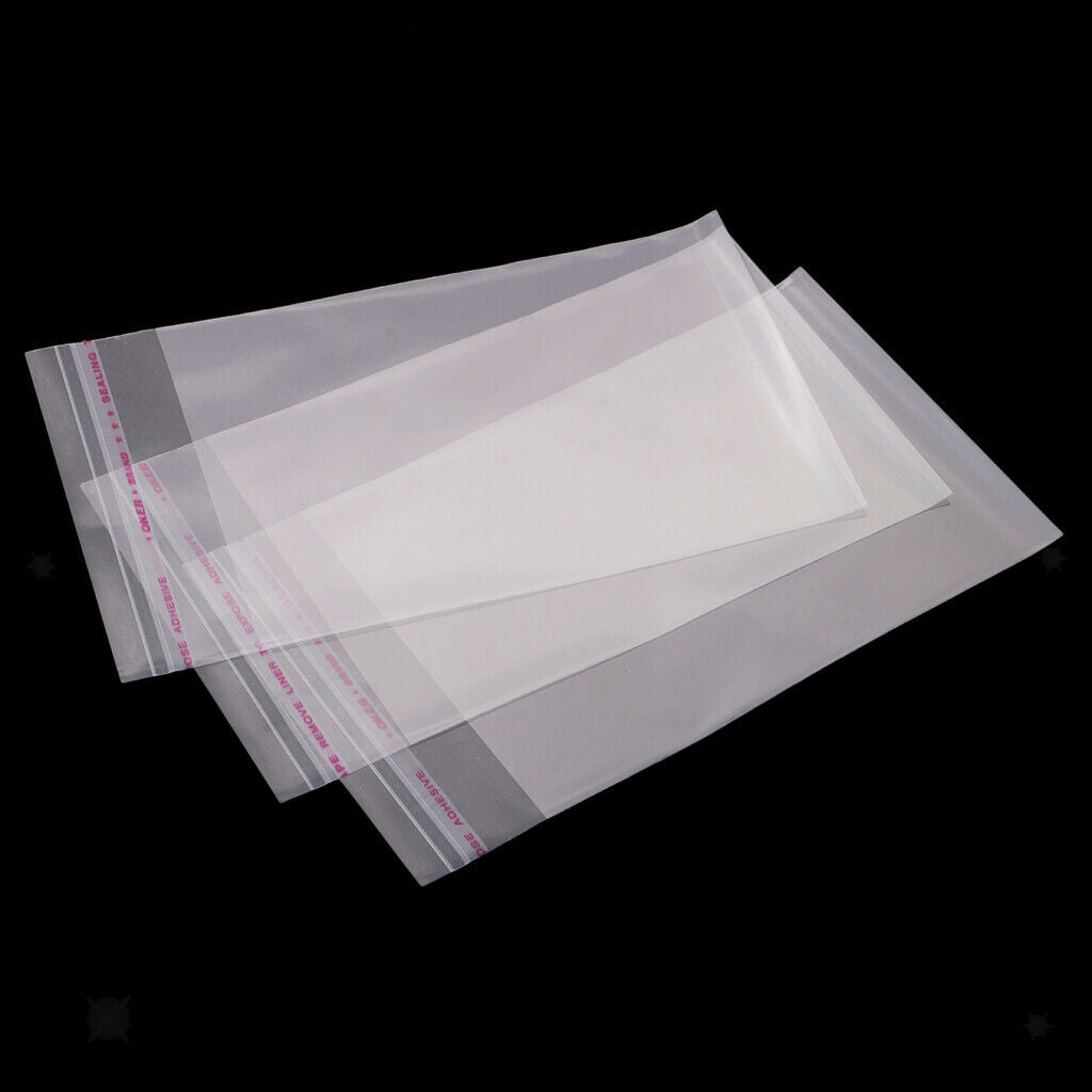 Self Sealing Peel & Seal OPP Clear Plastic Cellophane Cello Bags 100x 8x12cm