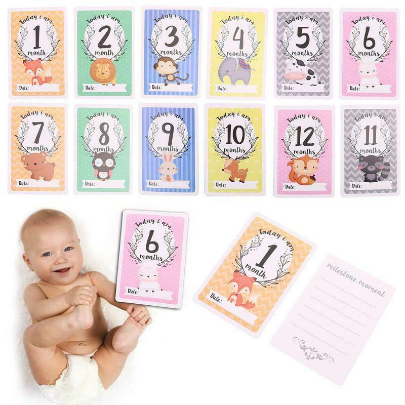 12 Sheet Milestone Photo Sharing Cards Gift Set Baby Age Cards Photography Photo