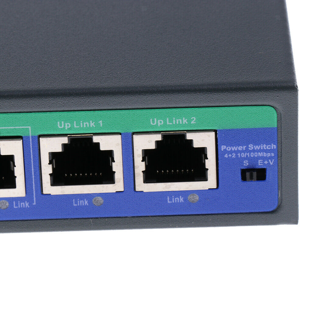 6-Port Fast Ethernet Switch 10/100Mbps 4Port & 2 Uplink PoE Switch - 802.3AF