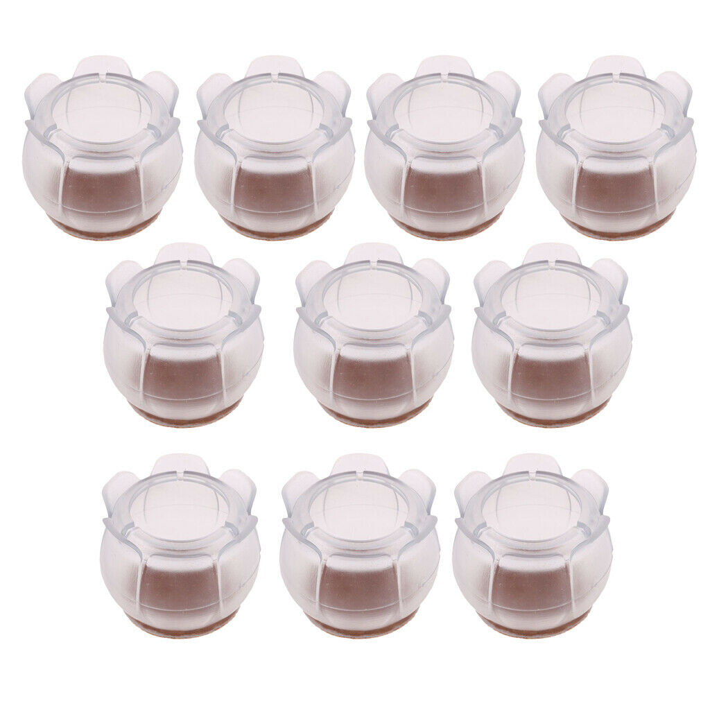 10 Packs Anti-skid Chair Leg Caps Floor Protectors Clear Round Leg 40-47mm