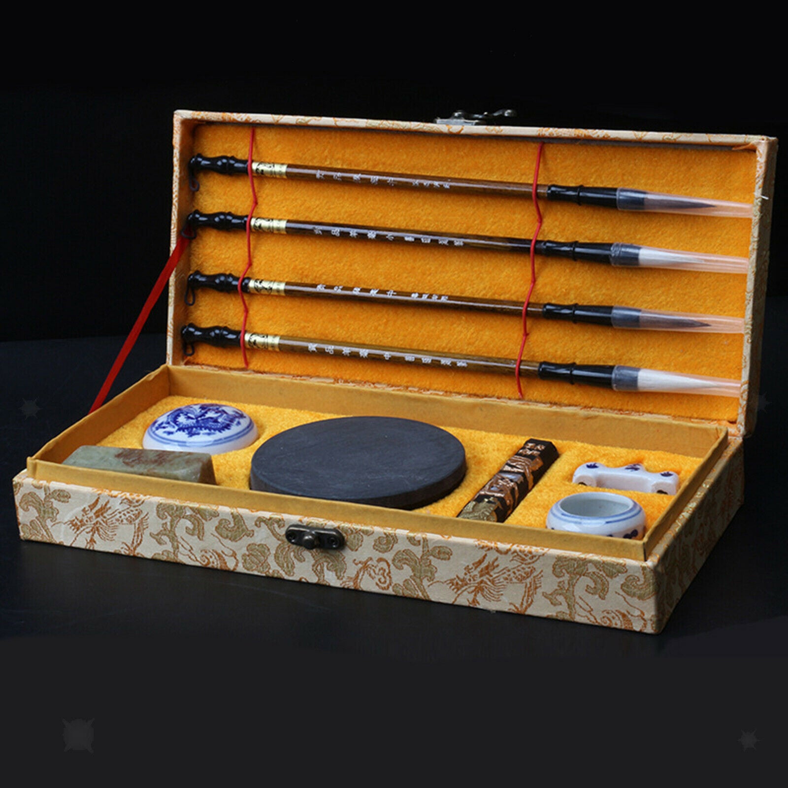 11 Pcs Traditional Chinese Calligraphy Painting Drawing Brushes Inkstone Kit