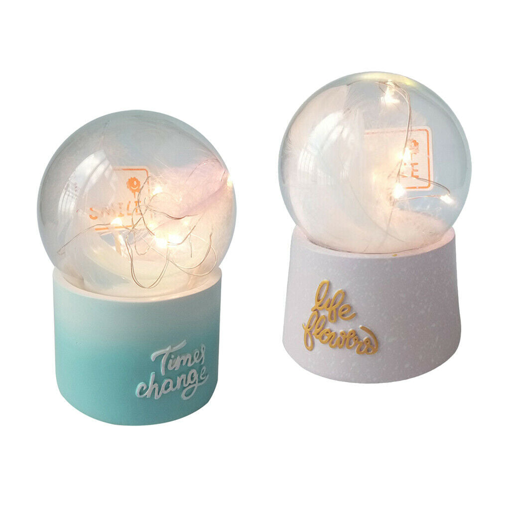 Water Globe Crystal Ball Musical Box Night Lights Battery Powered Pink Blue