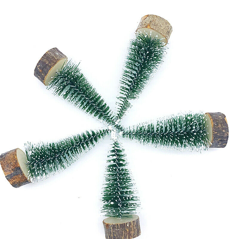 1PC Mini Small Wooden Snow Pine Needle Tree Christmas tree Desktop Table Ornamen