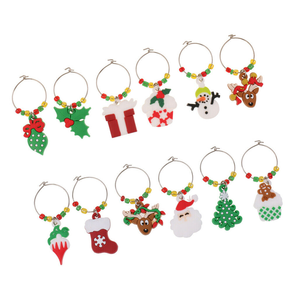 12pcs/Set Wine Glass Charm Rings Earring Beading Hoop Party Favor