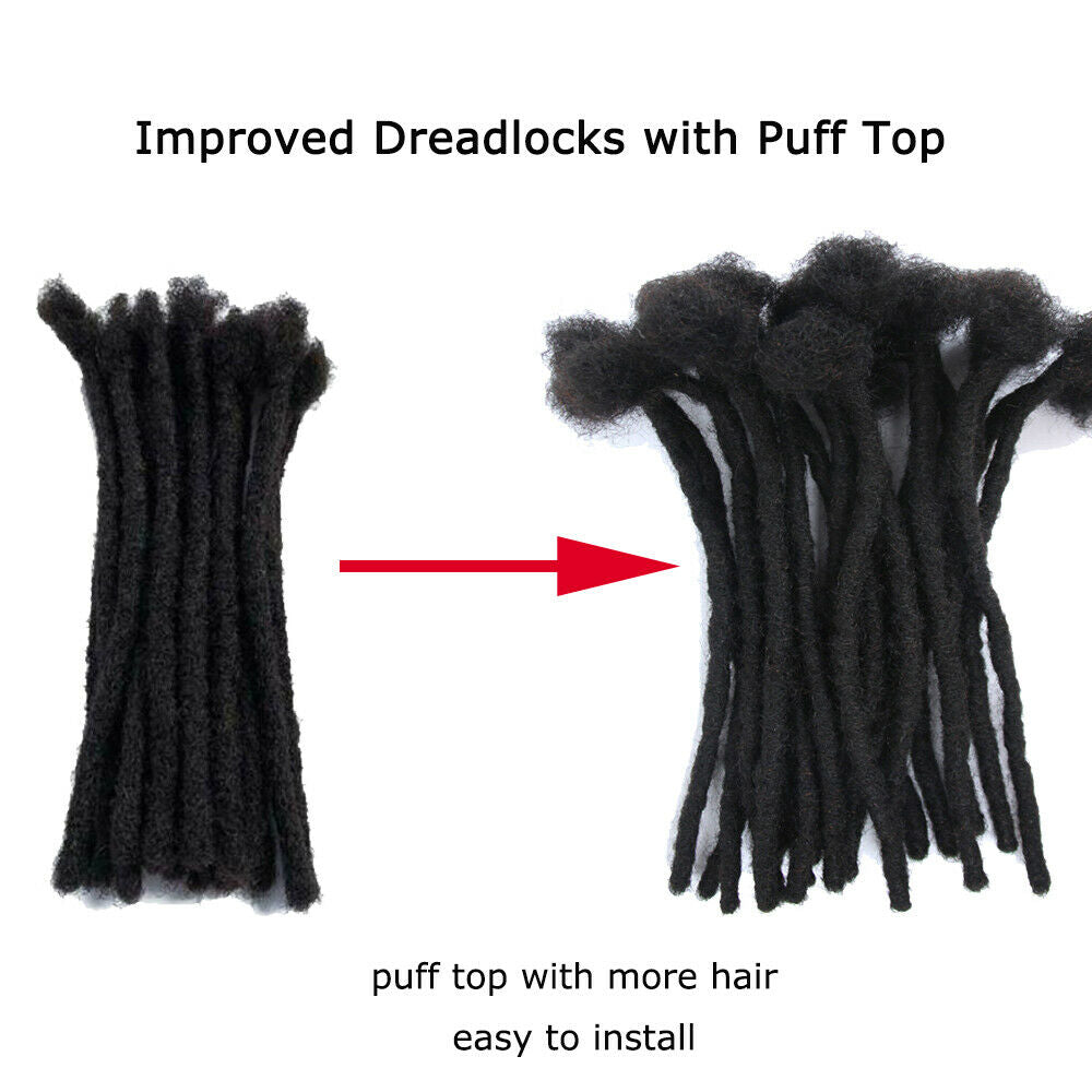 10pcs 12" Human Hair Dreadlocks for Men Handmade Crochet Braiding Hair Extension