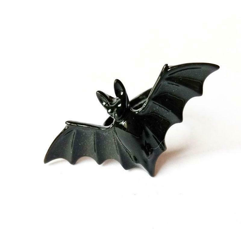 Cute Halloween Ring Black Bat Opening Adjustable Gothic Ring Band Unisex Jewelry