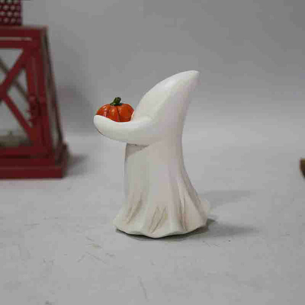 Halloween Ghost Holding Pumpkin Indoor Yard Office Statue Night Light Decor