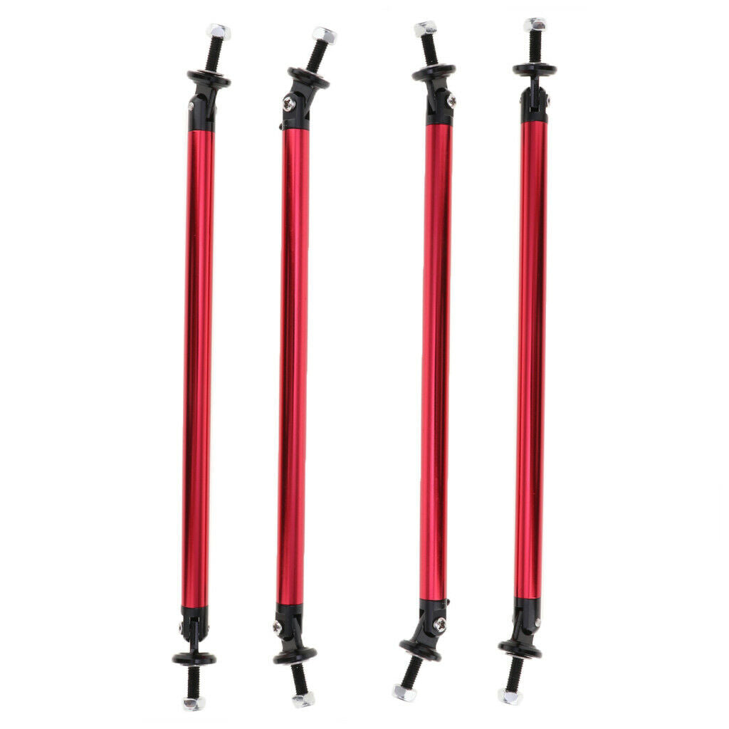 4pcs Universal Front Bumper Lip Splitter Strut Rod Support Adjuste 200mm Red