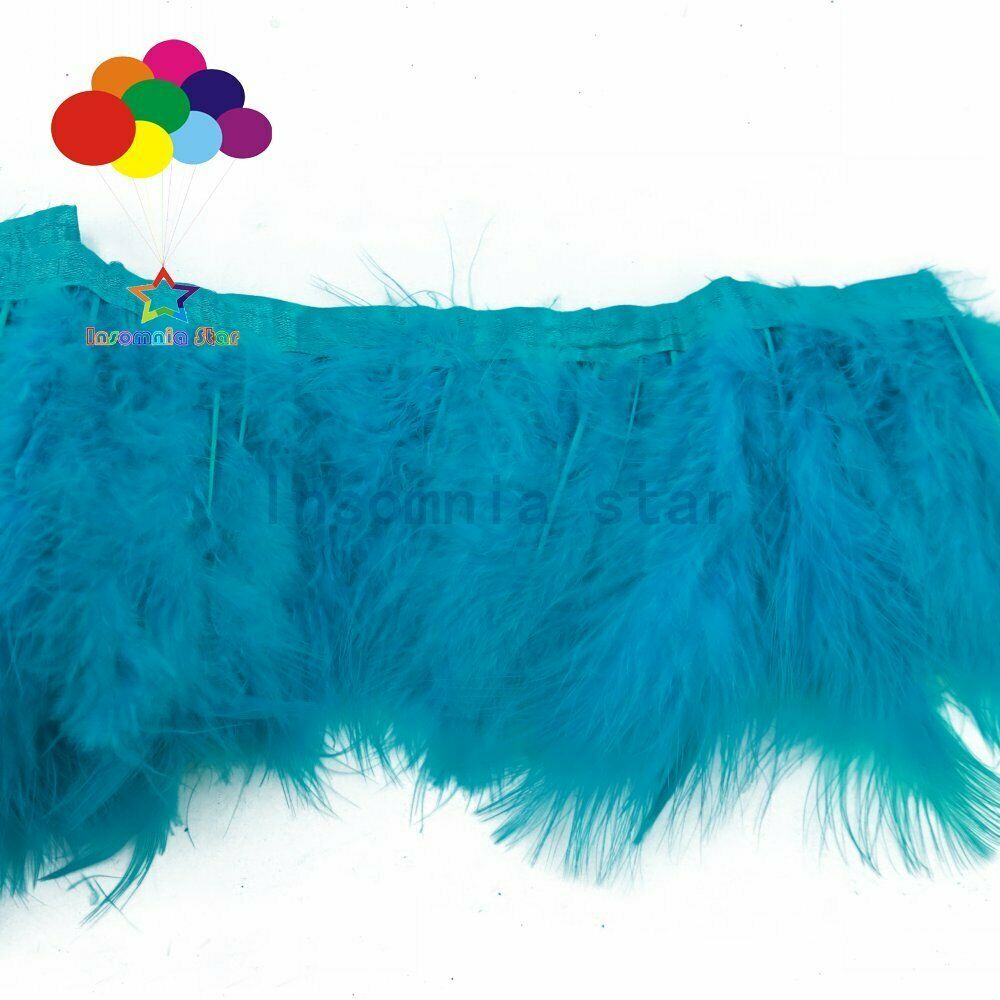 Wholesale Feathers Trim Turkey Dyed Sea blue Marabou Plume on Ribbon for Wedding